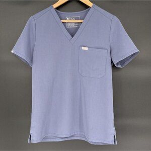 Figs Women's Catarina One Pocket Scrub Top S Blue/Gray Medical Healthcare Nurse